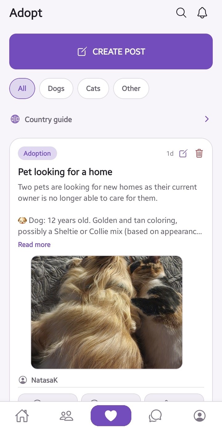 All For All Pets adoption screen